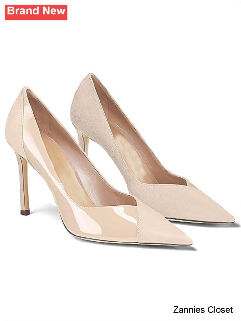 ✨ Pointed Toe Stiletto High Heels Patent Suede Slip On Office Party Wedding